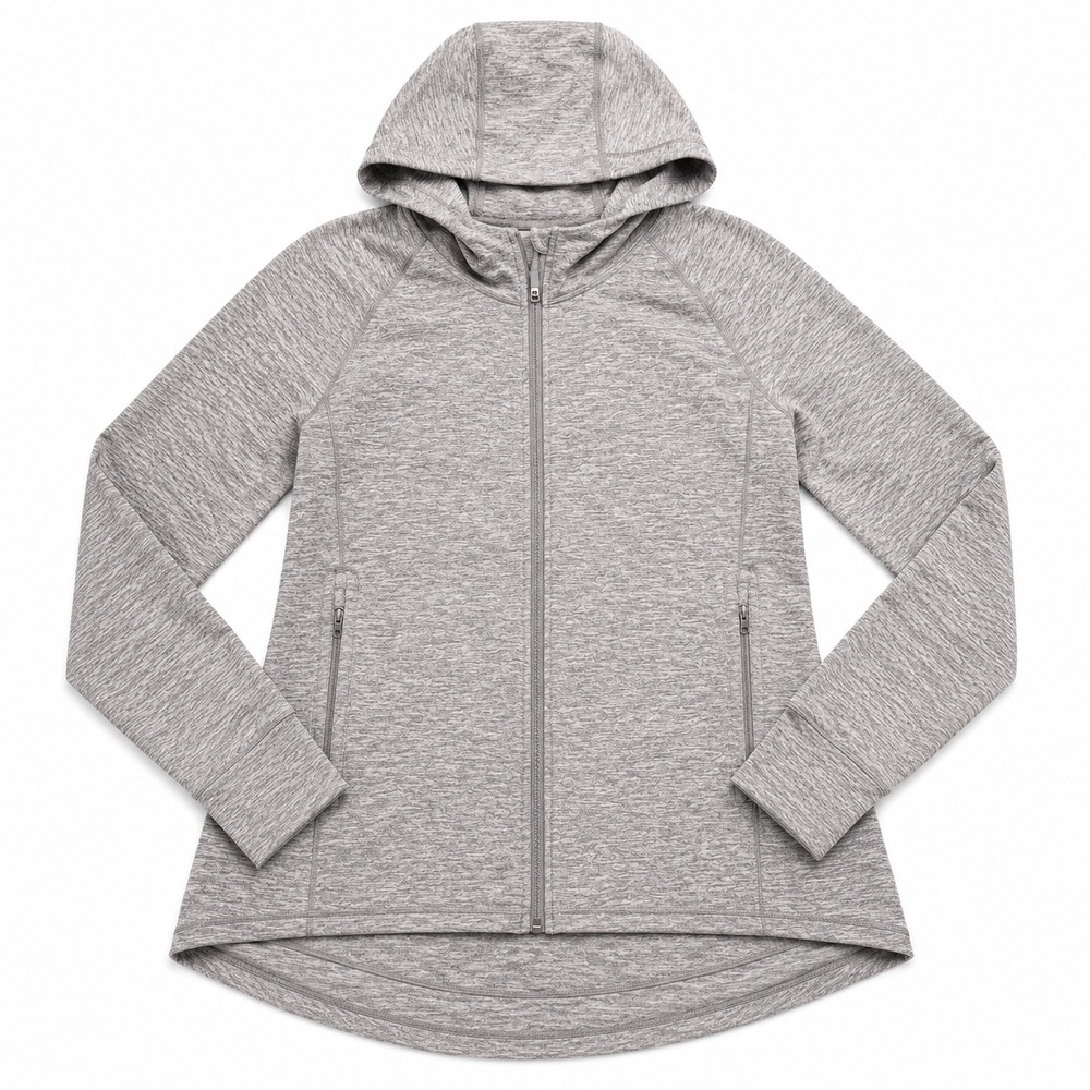 Athleta‎ Womens XL Grey Heathered Space Dye Full Zip Hoodie Jacket Activewear